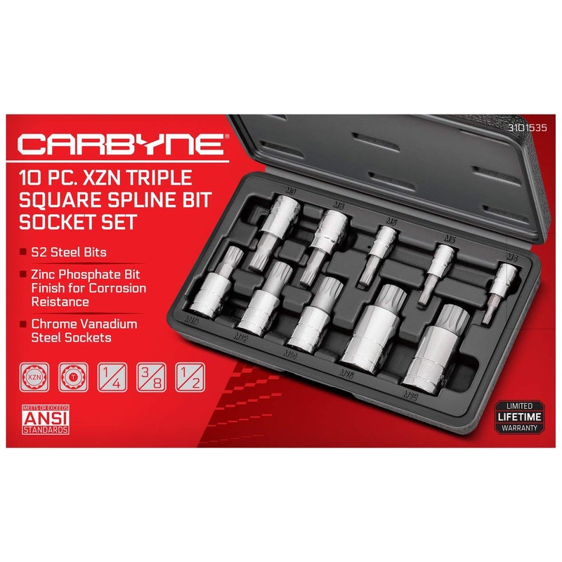 CARBYNE 10-Piece XZN Triple Square Spline Bit Socket Set, 12 Point, S2 Steel Bits | Metric 4mm - 18mm / M4 to M18 â€¢ From a Family-Run Tool Company Based in the U.S.A. - Image 2